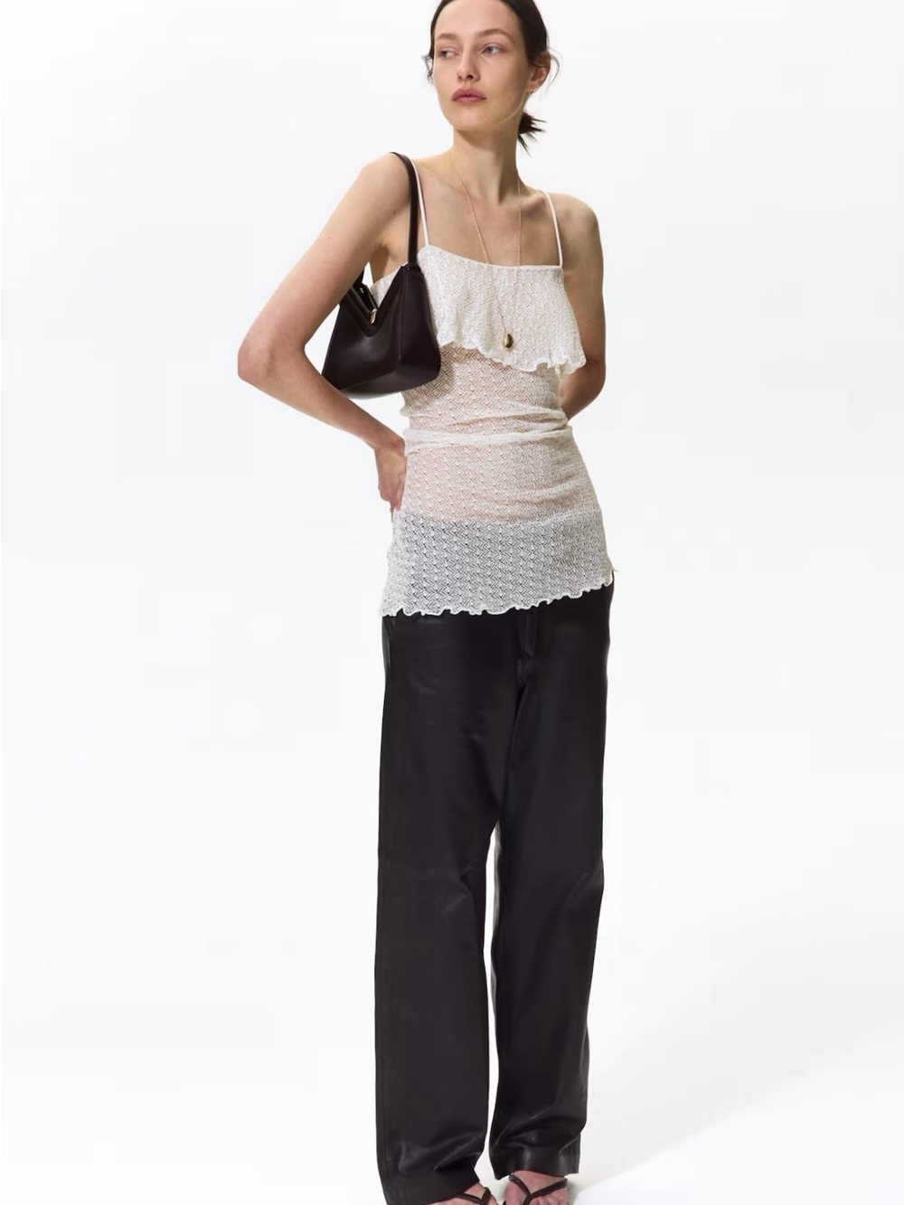 H&M POINTELLE-KNIT CAMISOLE TOP